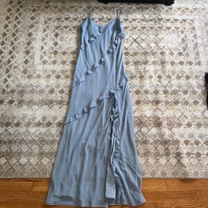 Birdy Grey Light Blue Ruffle Maxi Dress
